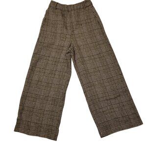 Plaid Wide Leg High Rise Trousers Black/White Dress Pants Grey X-Small Zara